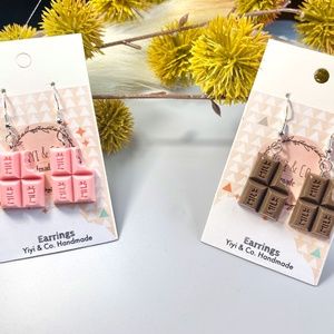Milk chocolate earrings| Trendy earrings| fund earrings| cute earrings.